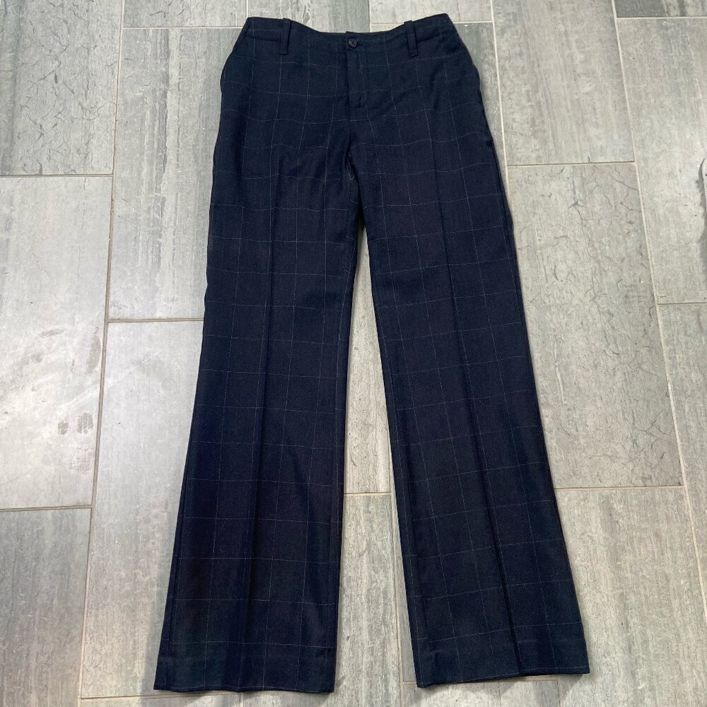 GAP Factory Wool Blend Wide Leg Mid-Rise Pants Trousers Navy Pinstripe Sz 6